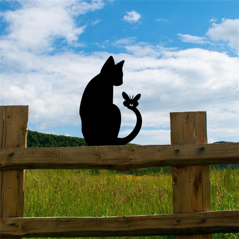 Металлические садовые украшения Металлические садовые животные Садовые колышки Садовые украшения в виде кошек Уличный садовый вкладыш для клумб Газон
