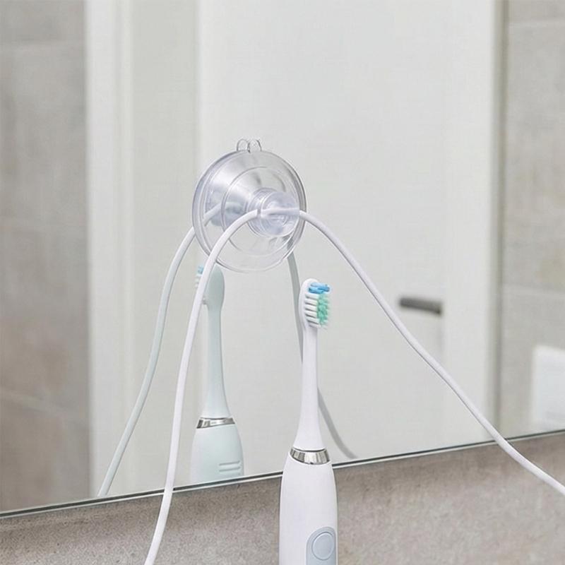 Pack of 60 Clear Suction Hooks with Cable Slot Transparent Suction Cup Holder HX6C