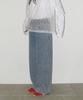 Ronron Check Frill Layered Denim Pants Light Blue