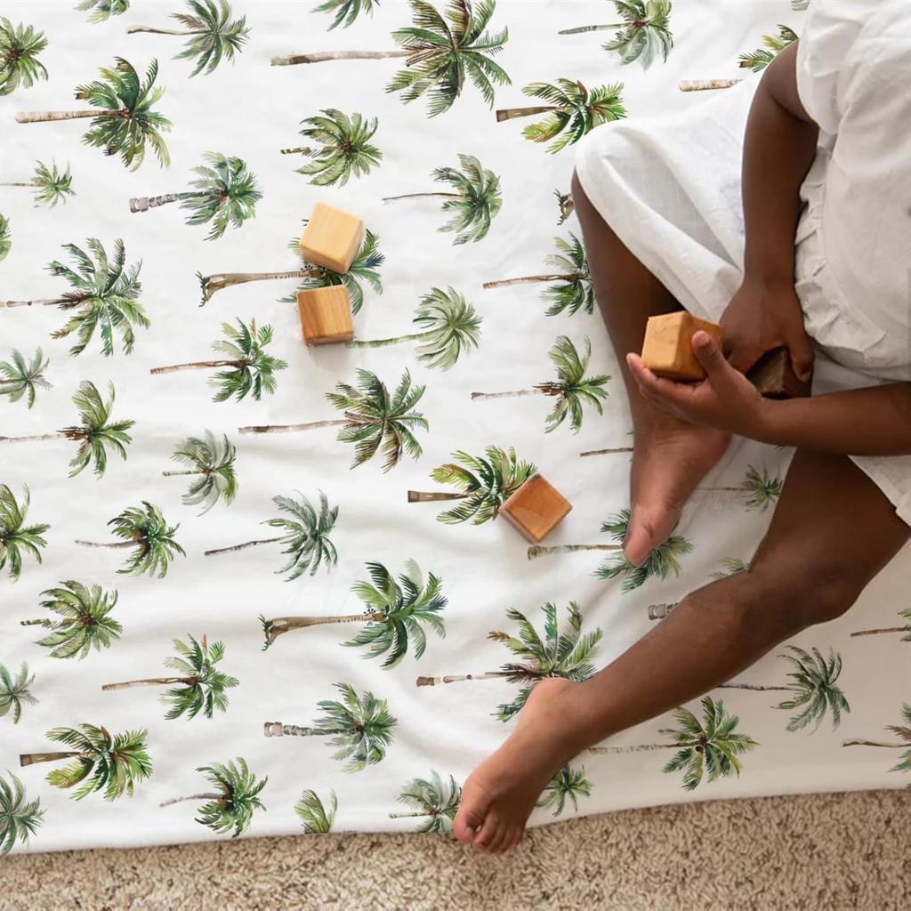 Watercolor Palm Trees Baby Blanket for Boy Girl Green Palm Trees Soft Swaddle Blanket Summer Beach Flannel Receiving Blankets for Toddler Baby