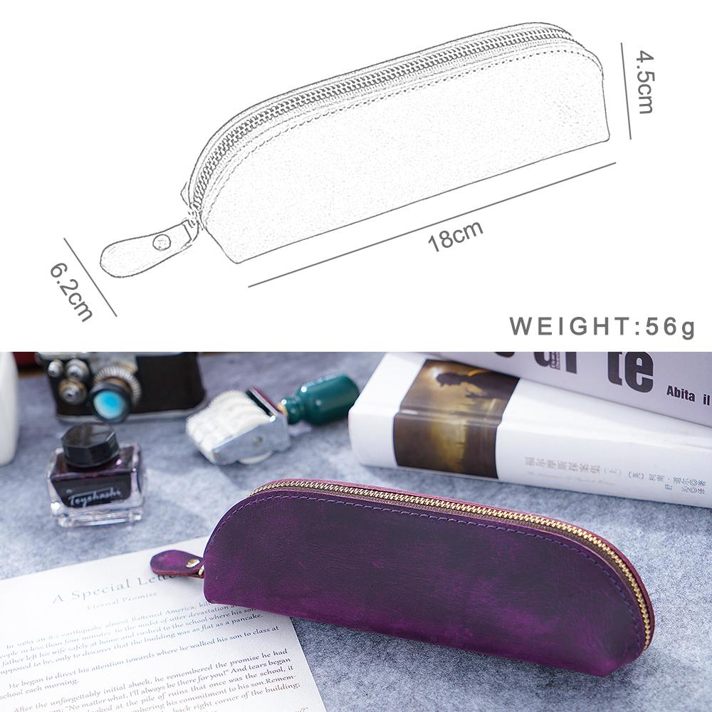 Vintage Zipper Leather Pencil Case Perfect Size Storage for Men & Women Stationery & Makeup Utensils