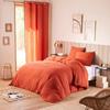 "Noah" Cotton Gauze Duvet Cover Set 260 X 240 for Double Bed "King Size" 160 To 180 Cm - Noah Terracotta