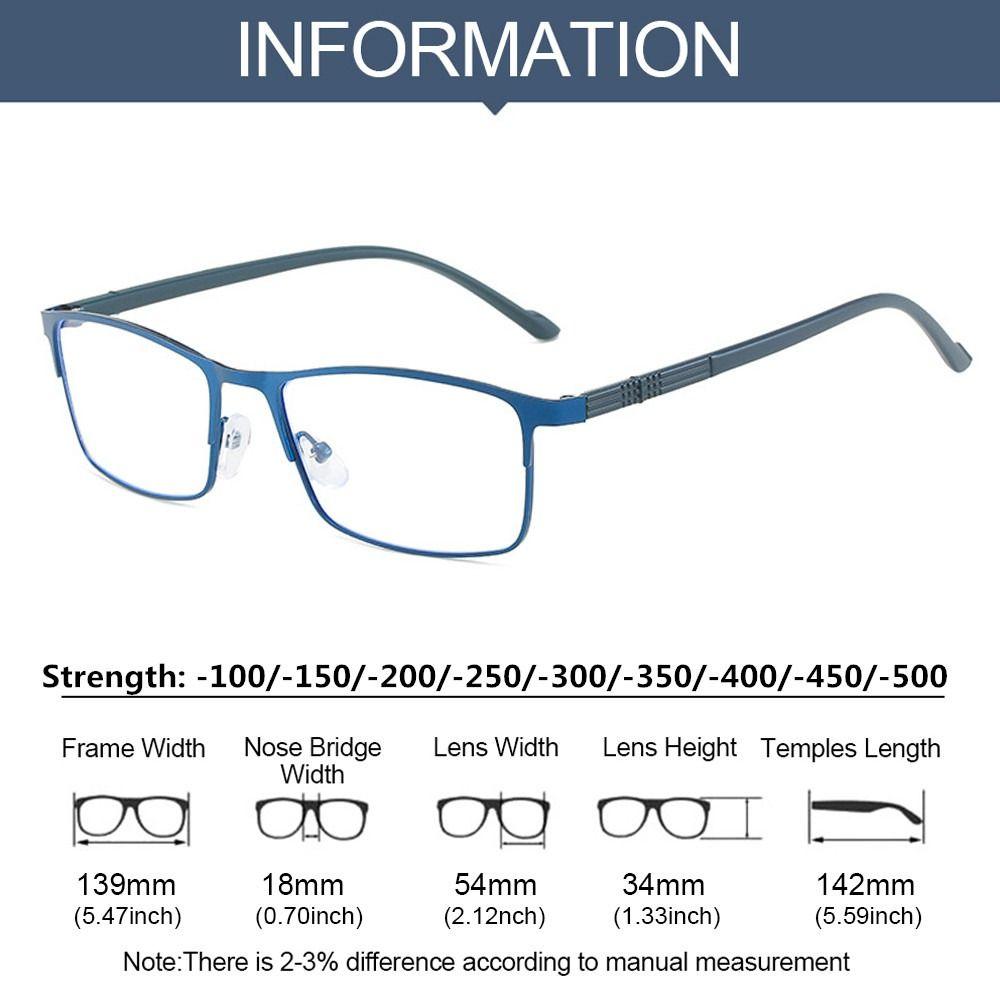 Женские Мужские Металлические Ультралегкие Квадратные Очки для Близорукости Уход за Зрением Блокировка Синего Света
