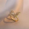Adjustable Women's Zircon Butterfly Ring - Sweet Niche Design for Index Finger
