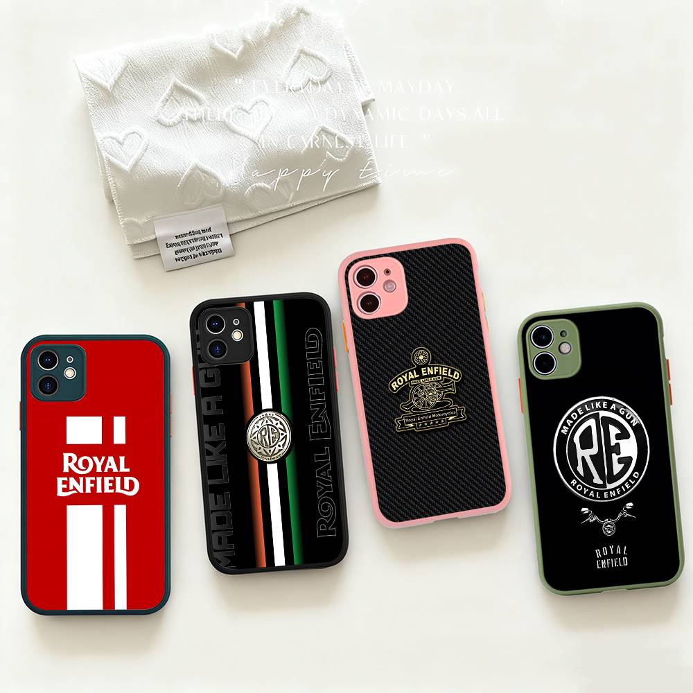 R-ROYALS E-ENFIELDS Логотип Для IPhone 11 12 13 14 15 16 Pro Max Plus X XS MAX Ударопрочный Матовый Задний Чехол