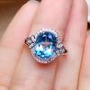 Новое женское обручальное кольцо, ювелирное изделие, овальное небесно-голубое кольцо с микро-мощеным камнем CZ, романтическое кольцо для предложения, стильное женское кольцо, Прямая поставка