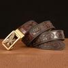 Мужской ремень из натуральной кожи с резным цветочным узором, орлом, золотым автоматическим пряжкой, ремень для джинсов