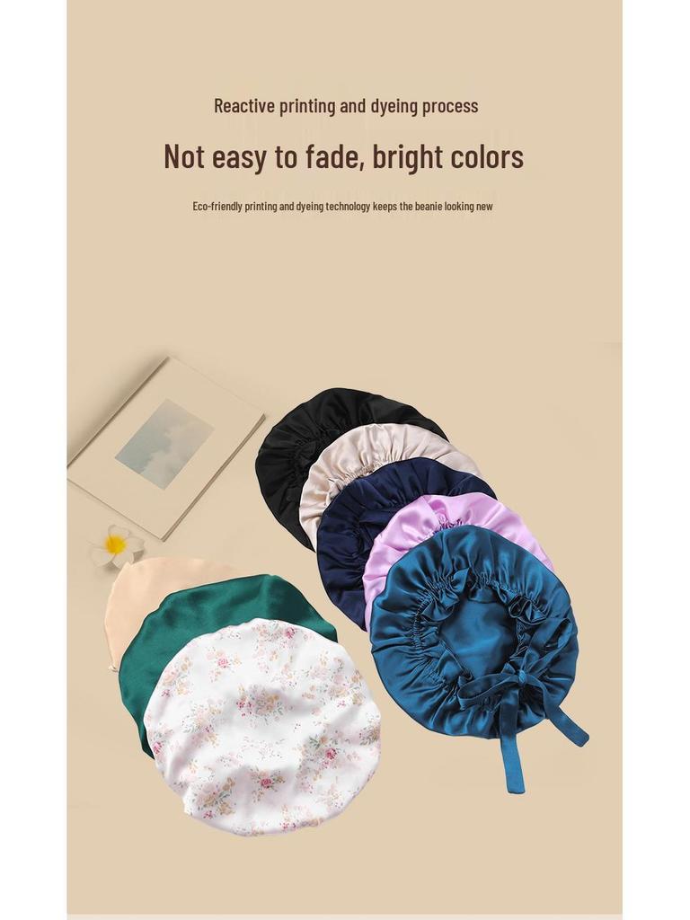 Double Layer Mulberry Silk Sleep Cap for Women - Hair Care & Postpartum Protection