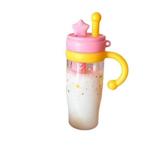 Star Cartoon Large Capacity Straw Water Cup for Students and Adults - Cute Ice Buster Design
