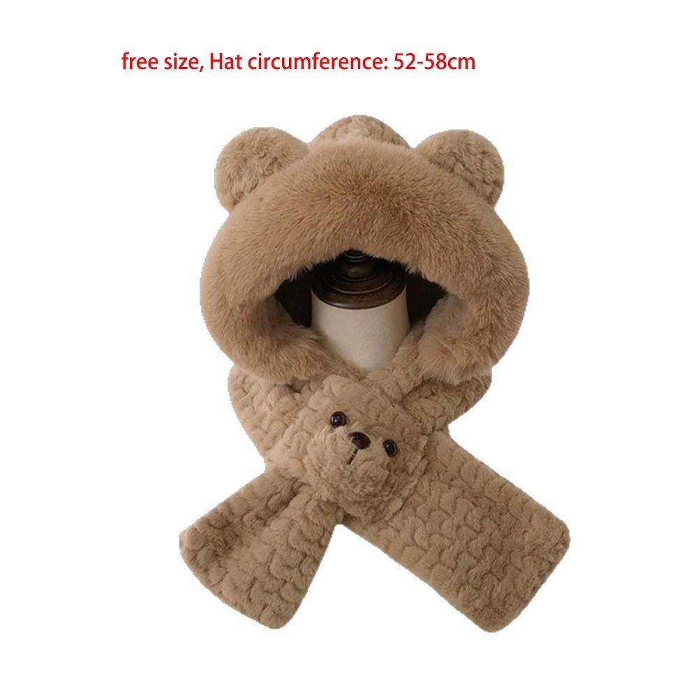 Plush Integrated Hat Scarf Set Warm Neck Warmer New Pullover Cap for Outdoor Cycling Skiing