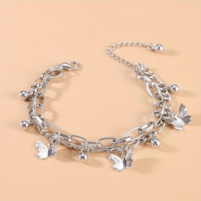 Double-Layer Heart Pendant Bracelet Simple Stylish Personalized Metal Multi-Layer Jewelry Accessory