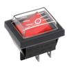 Heschen Rocker Switch ON-Off DPST 4 Terminals Red Light 16A 250VAC with Waterproof Cover