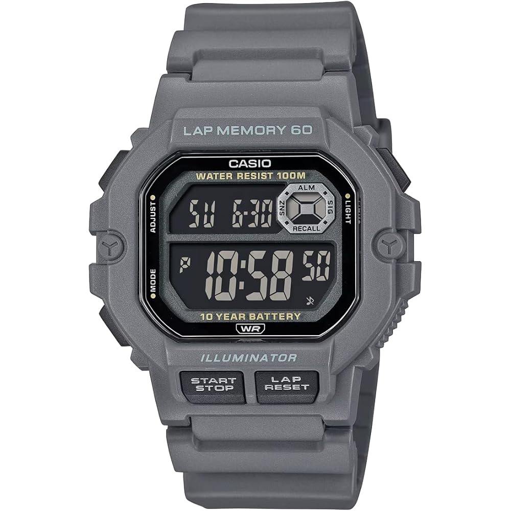 Casio Sports Gear Digital Men's Watch 60 Lap Memory Function Gray Black Reverse LCD
