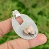 925 Sterling Silver Octagon Rose Quartz Rough Gemstone Anniversary Wife Pendant