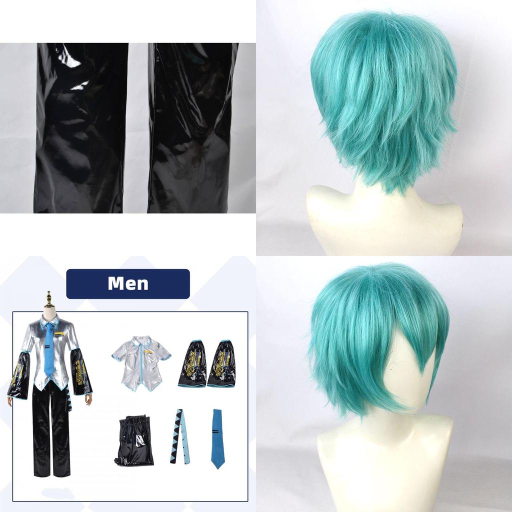 Hatsune Miku Vocaloid Classic Pu Cosplay Men Shirt Tie Pants Wig Set For Parties Christmas