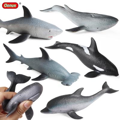 Мягкие фигурки морских обитателей Oenux: акула, кит, дельфин, кальмар, рыба-фугу, краб. Игрушка для детей. Подарок.