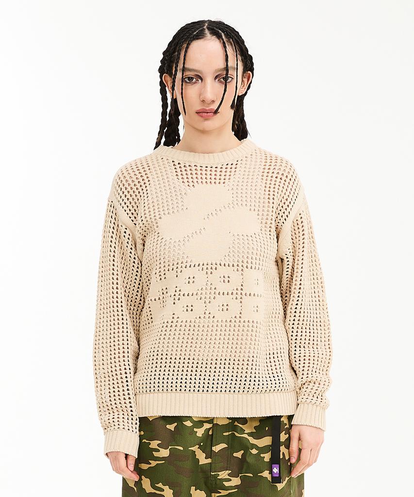 Hoodhood Hood Logo Mesh Graphic Knit Ivory