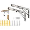 JJ Boom L-Shaped Stainless Steel Folding Shelf Brackets, Space-Saving DIY Folding Table Brackets with Mounting Screws (25cm) - Set of 2