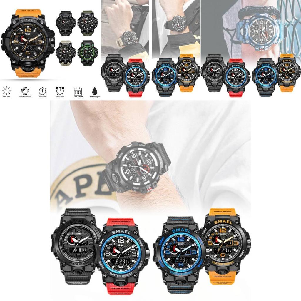 Прочные мужские военные часы Smael с люминесцентной подсветкой, будильником, спортивные наручные часы, прочные, водонепроницаемые 50 м