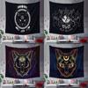 Home Decor Black Cat Tapestry Moon Goth Tattoo Halloween Art Wall Hanging Bedroom Living Room Dormitory Fabric 230x180cm Tapiz