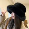 WTEMPO Winter Large Head Circumstance Retro Plush Fisherman's Hats Women's Thickened Imitation Fur Warm Versatile Ear Protection Bucket Hats