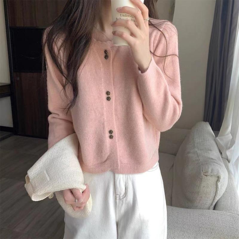 DAFIFY Women's Fashion Casual Fall Winter Solid Color Print Long Sleeve O-Neck Sweaters