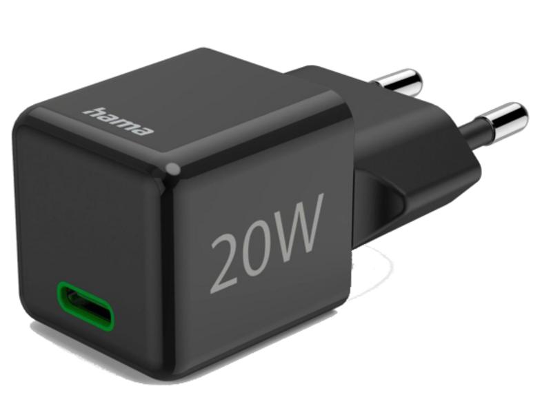Hama super mini power delivery quickcharge usb-c 20w black wall charger