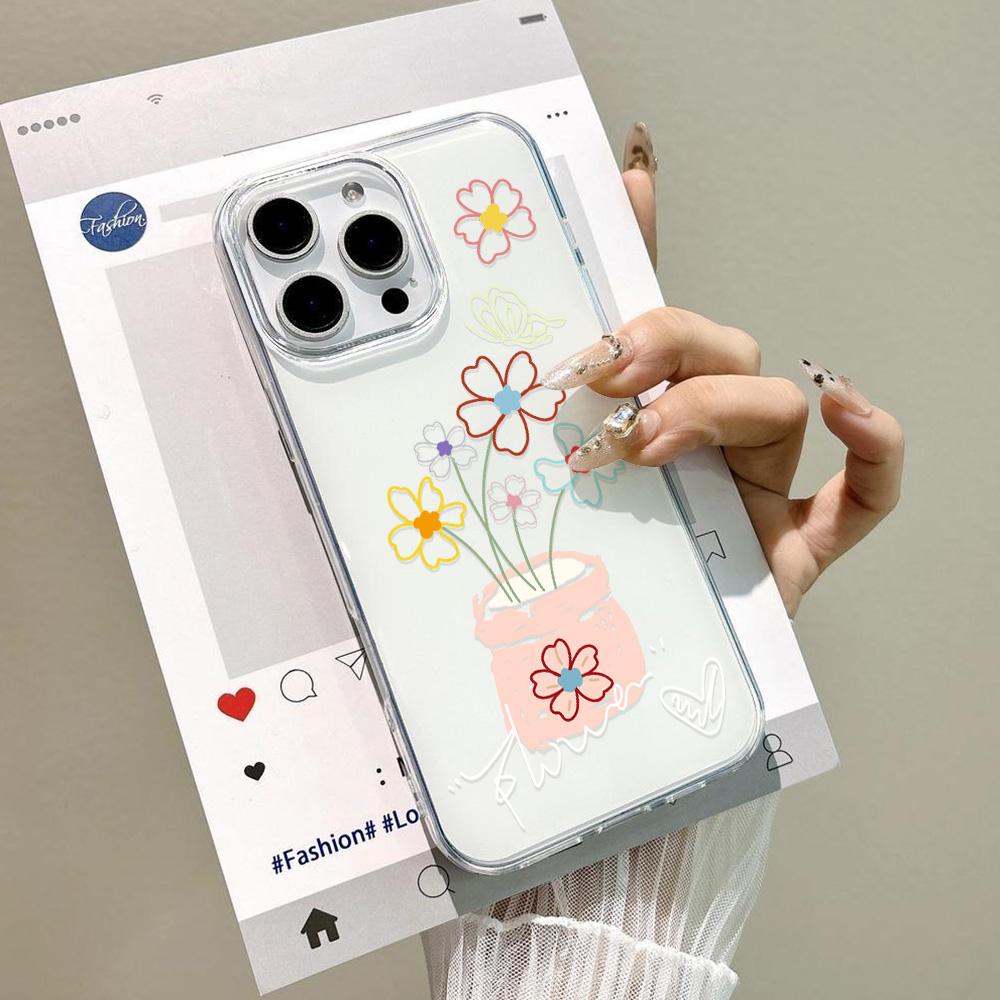 Painted Phone Case for iPhone 12 13 15 16 iPhone 16 12 13 14 15 Pro 14 15 16 Pro Max Coverage Shockproof Anti-Fingerprint Fresh Style Protective Case
