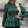 Женские модные повседневные осенние блузки и рубашки с длинными рукавами с ромбическим принтом
