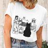 Футболки Black Cat Gallery Для любителей кошек Харадзюку Мода Футболки с коротким рукавом Мужская Женская Одежда Забавная Одежда с Черным Котом