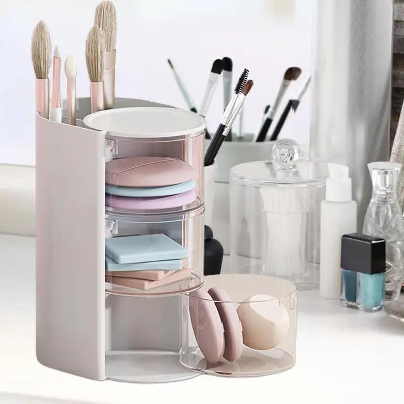 1 Cosmetic Organizer Bathroom Makeup Pillow Organizer Beauty Egg Storage Cabinet Rotating Compartment Organizer