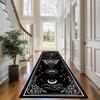 Темный геометрический ковер-дорожка, монохромный коврик с узором для прихожей и коридора, текстурированный напольный коврик для современных индустриальных пространств