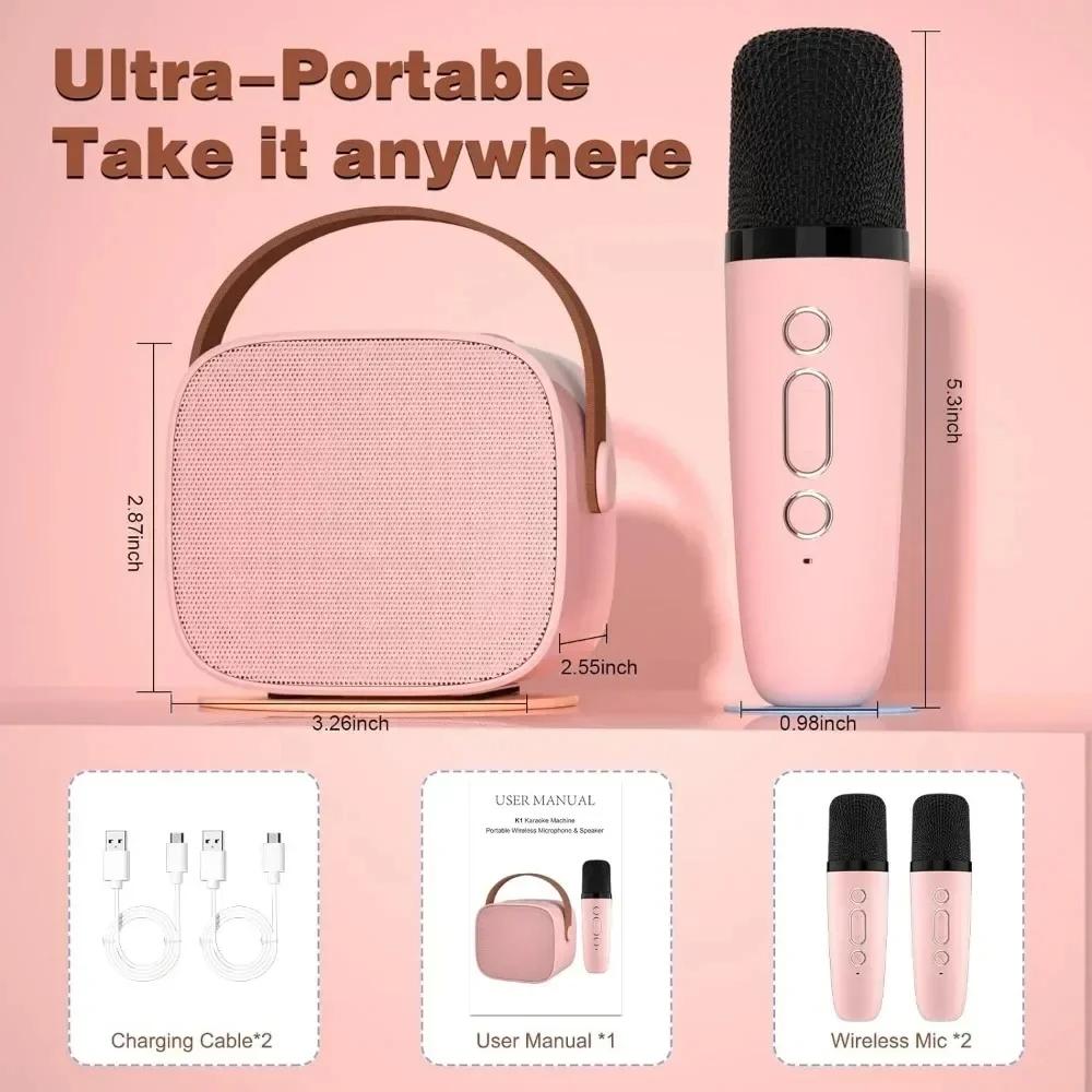 K12 Bluetooth аудио караоке-машина сабвуфер портативная система усиления Bluetooth с 2 беспроводными микрофонами домашний проигрыватель пластинок