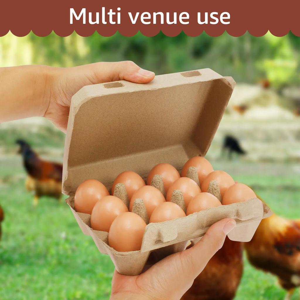 20/30Pcs Egg Boxes Cardboard for 12 Eggs, 1/2 Dozen Pulp Egg Cartons, Recyclable and Biodegradable Egg Trays for Home Kitchen