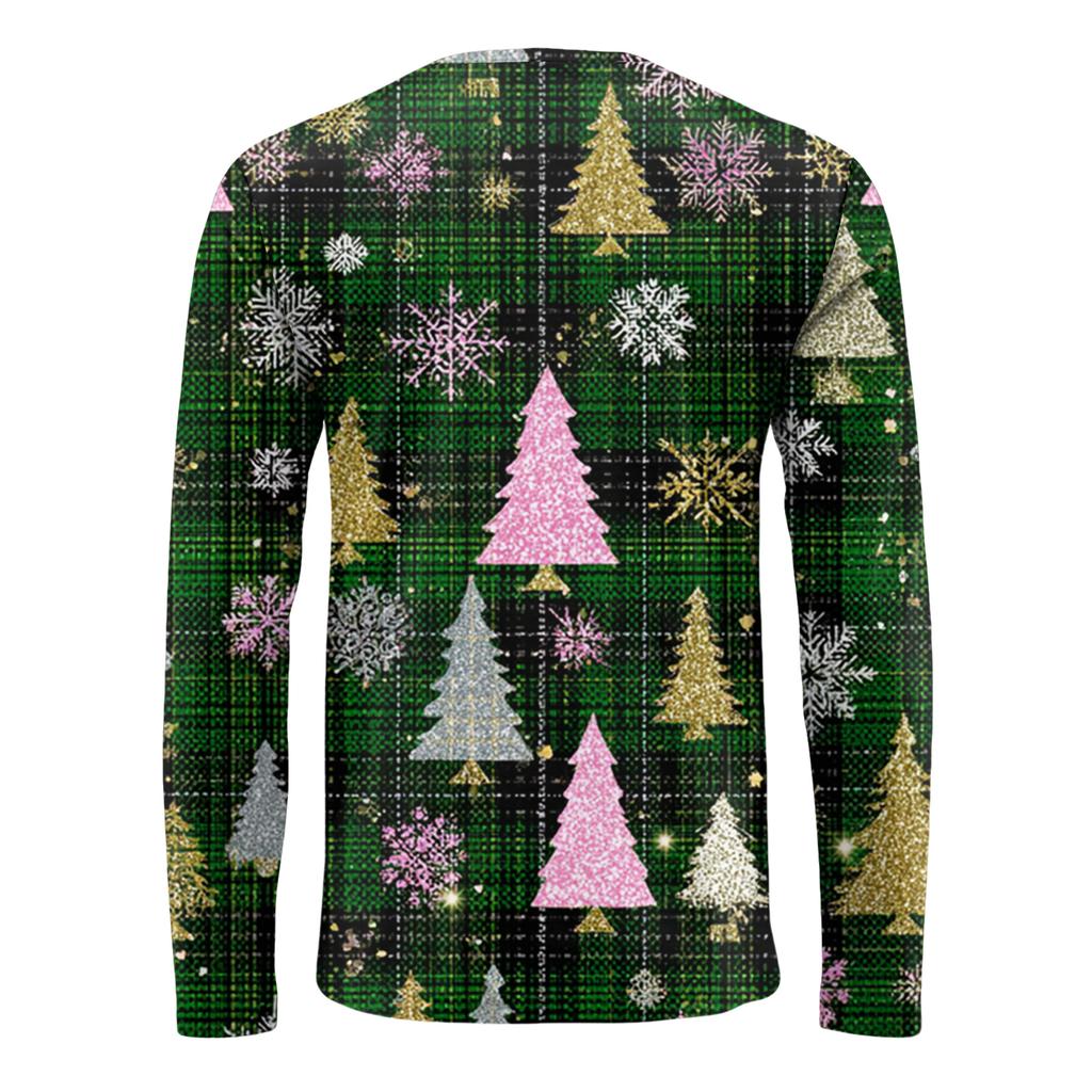 Men's Fashion Printed Round Neck Long Sleeve Bottoming Shirt Top