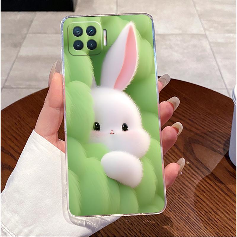 Чехол для OPPO Reno 4F A73 A93 4G F17 Pro Чехол Прозрачный Роскошный Милый Кролик с Сердечком Забавный Рисунок Мягкий Силиконовый Чехол для Телефона Задняя Крышка