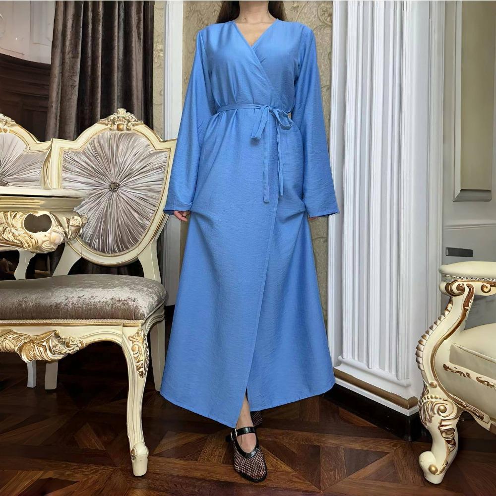 LYRIA Модное Однотонное Платье-Миди с Поясом, Стройнящее, Новая Женская Одежда, Платье-Комбинация, Стильное Платье с Запахом