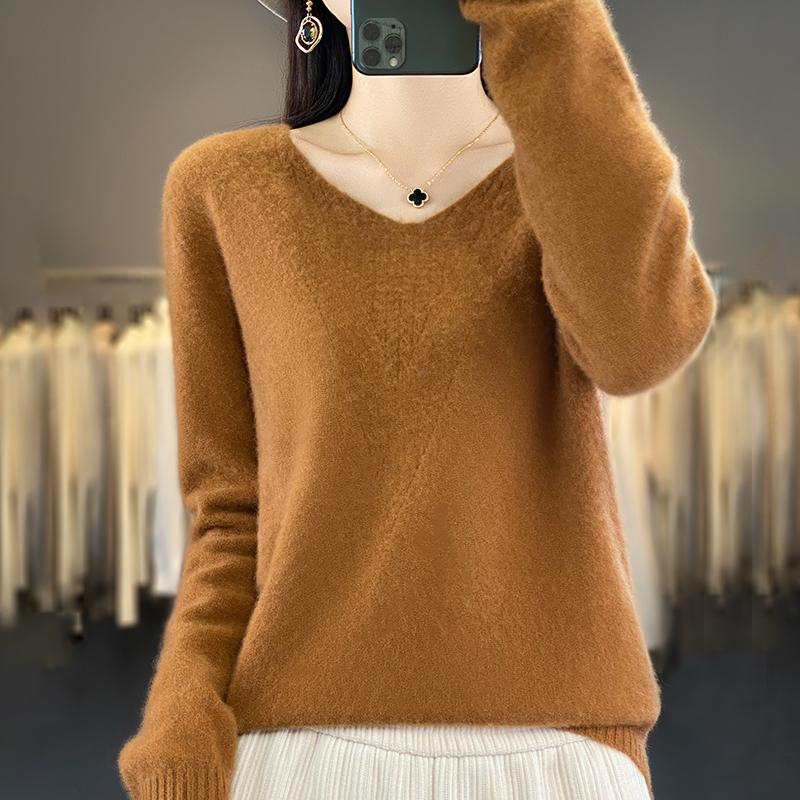 Женский кашемировый свитер Qinghe cashmere 30% кашемир 70% шерсть Женский осенне-зимний кашемировый свитер мягкий и теплый