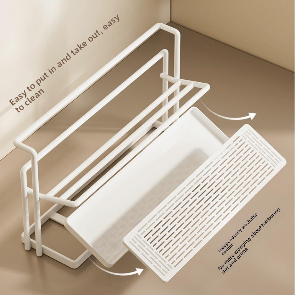 Sink Storage Rack Drain Cup Rack Carbon Steel Cup Storage Tray 2Layer Cup Storage Rack Countertop