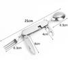 1 Pcs Outdoor Camping Tableware Folding Spoon and Fork Stainless Steel Portable Pocket Set