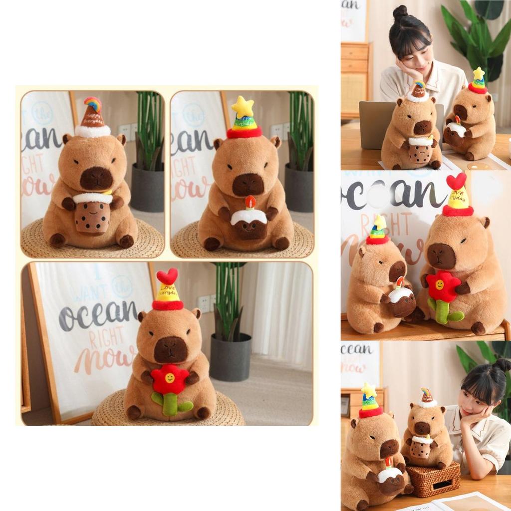 Adorable Capybara Plush Toy With Cartoon Flower Design For Cozy Home Decor