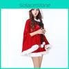 Потрясающий женский рождественский красный бархатный плащ-накидка Санта-Клауса с капюшоном, костюм для косплея на Рождество