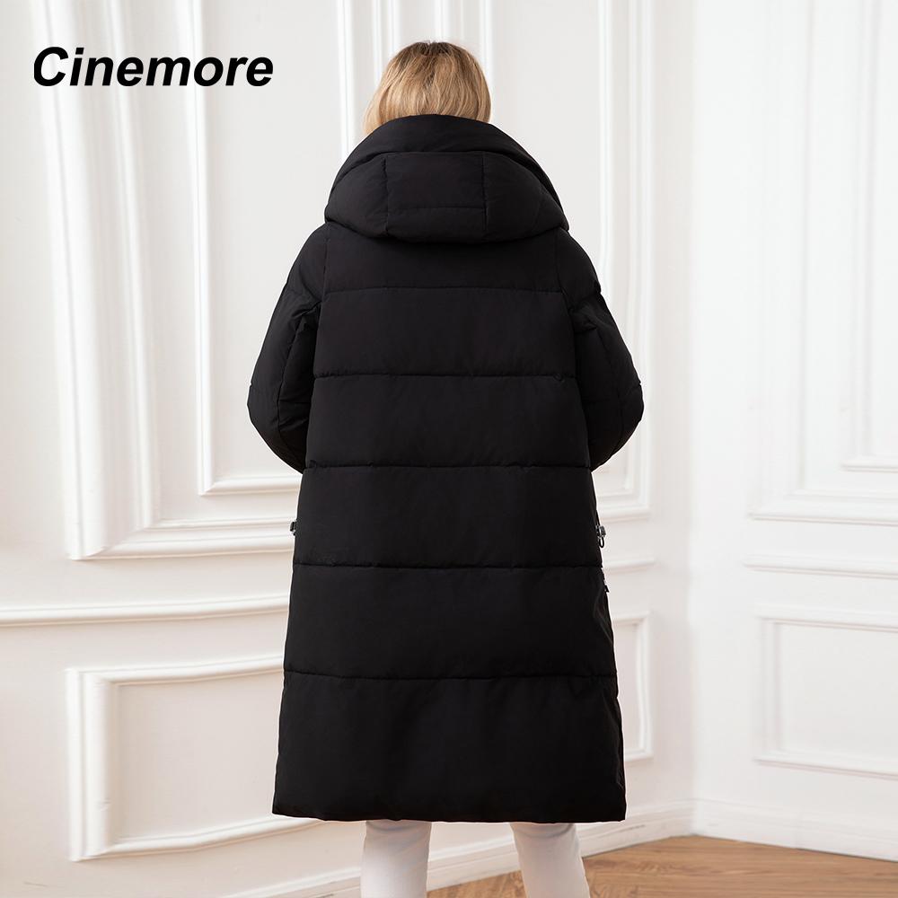 Cinemore Женская куртка, зима 2024, теплые длинные парки, верхняя одежда с капюшоном, женская одежда, модный пуховик, женское пальто 06