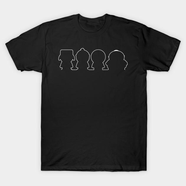 Asian Size Men Black Print T-shirt Southpark No-Cut Heat Transfer Print Cotton Tshirt