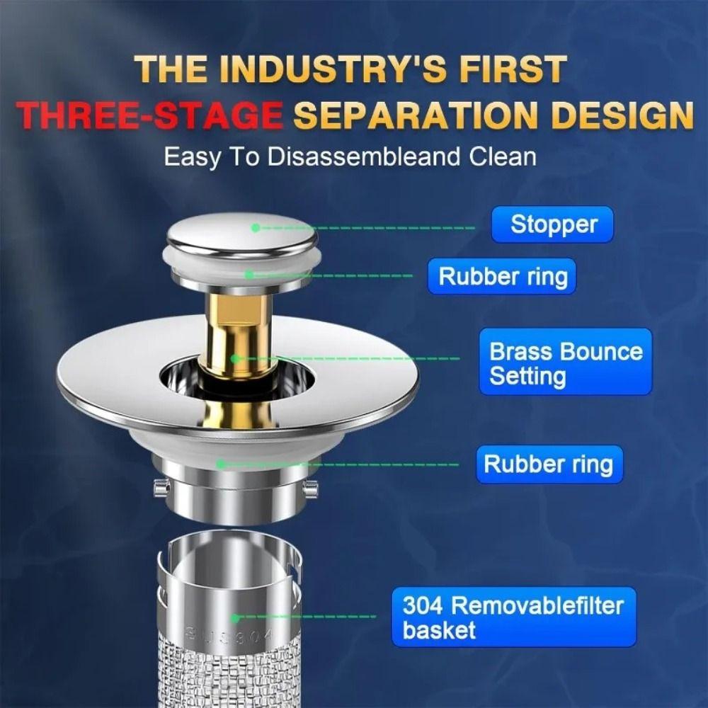 Bounce Core Pop-up Sink Drain Rapid Drainage Sink Drain Plug Wash Basin Drain Filter Bathroom