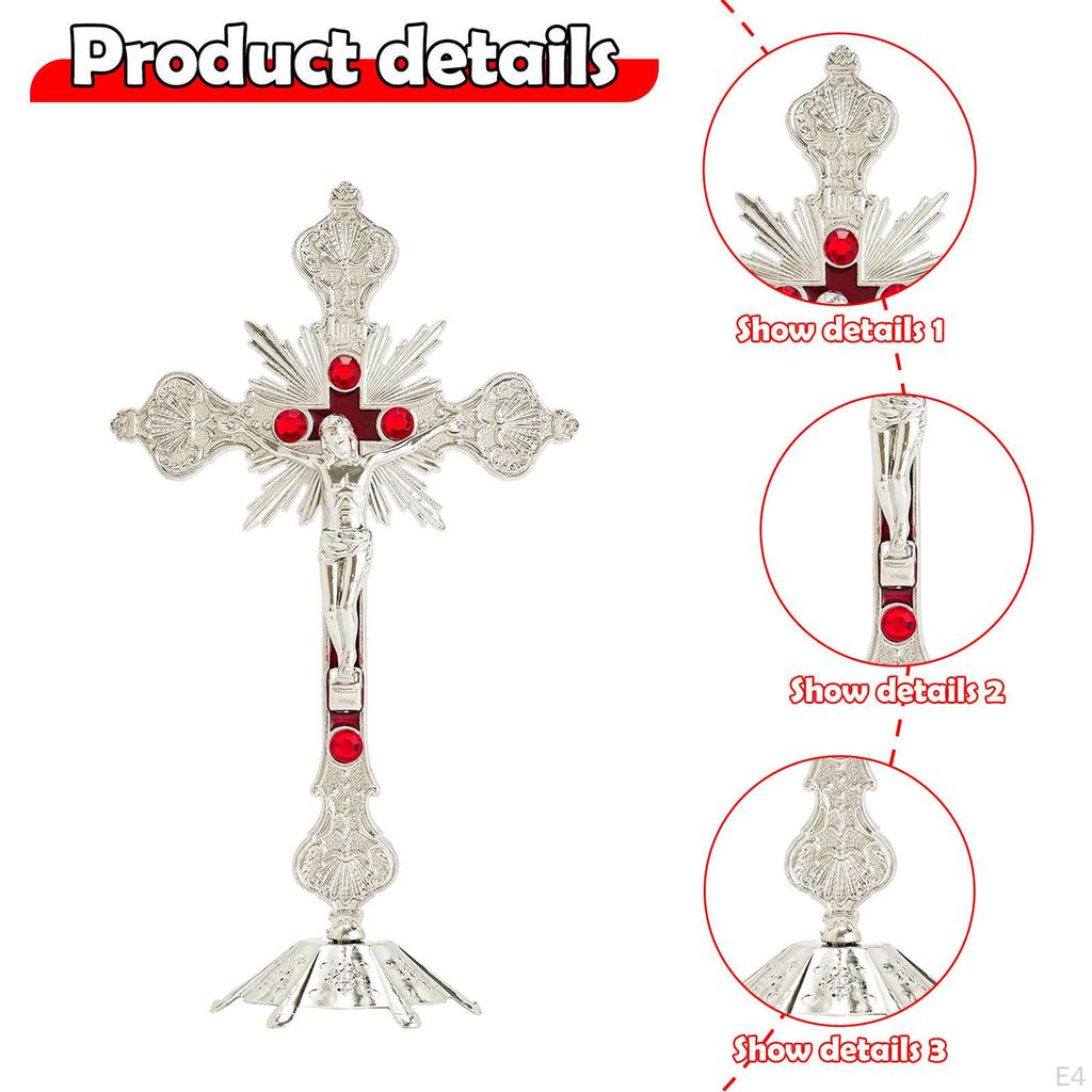 Стоящий распятие Иисус на кресте статуя, фигурка, настольный крест, с подставкой для