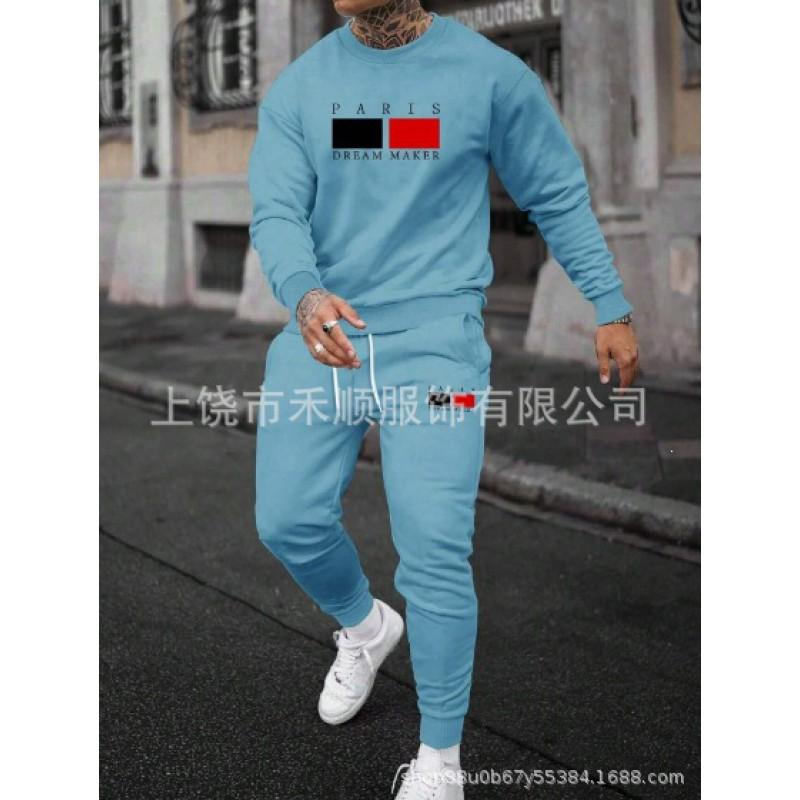 Мужской повседневный комплект: толстовка с капюшоном и спортивные штаны. С длинным рукавом. Легкий спортивный костюм. Для подростков и молодых взрослых.