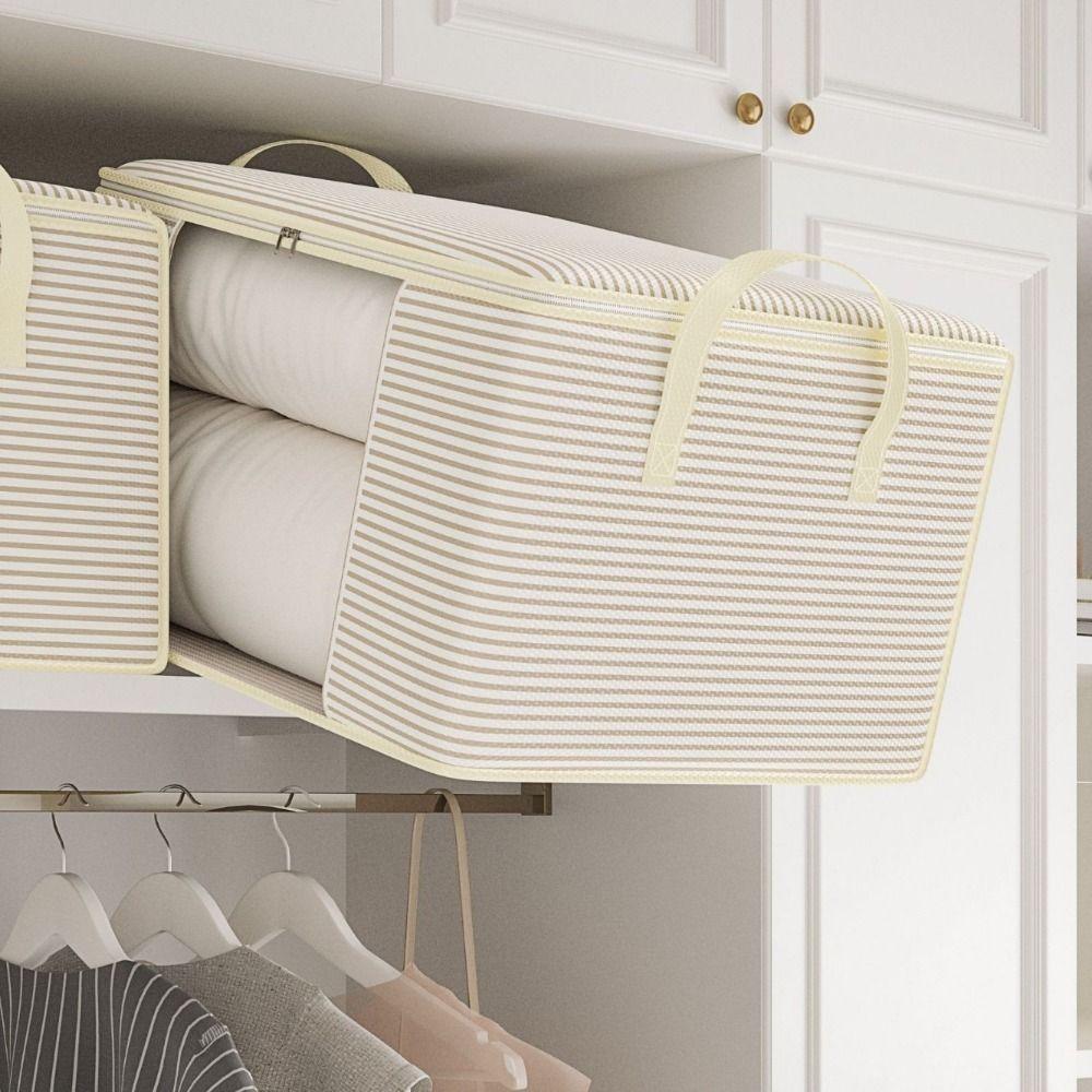 Large Capacity Striped Visible Storage Bag Non-Woven Fabric Quilt Storage Box Quilt Storage