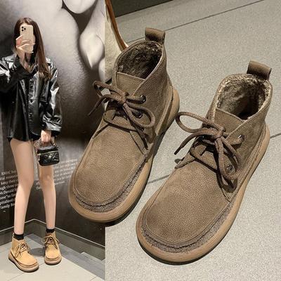 Ботинки Мартин большого размера, новые бархатные утепленные теплые ретро короткие ботинки на шнуровке спереди, женские ботинки