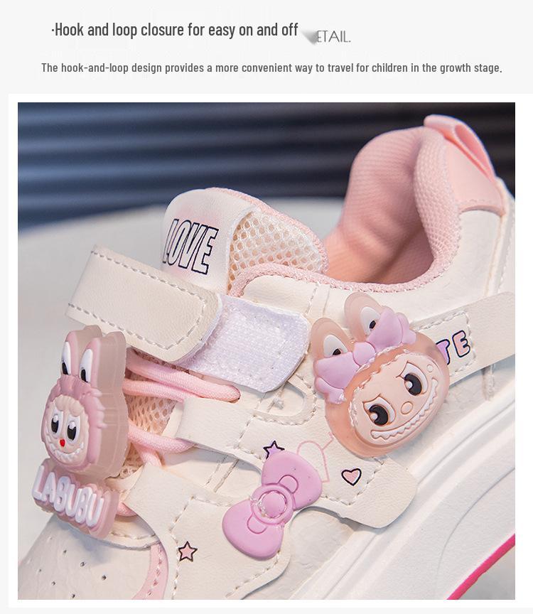Детские повседневные спортивные туфли с липучками 2026 года с мультяшным принтом - Нескользящие, Весна/Осень, Студенческие одиночные туфли